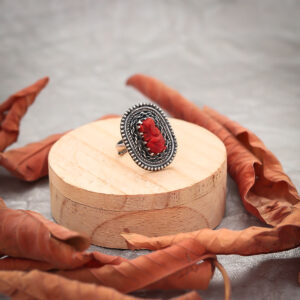 Antique Silver Red Coral Rings
