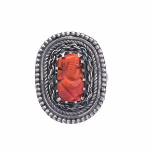 Antique Silver Red Coral Rings