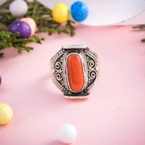 925 Sterling Silver Coral Ring