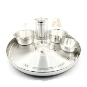 999 Pure Silver 11.0 Inch Hallmarked Thali / Plate Set