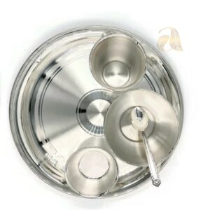 999 Pure Silver 10.0 Inch Thali / Plate Set