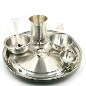 999 Pure Silver 11.0 Inch Thali / Plate Set