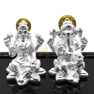 999 Pure Silver Ganesh & Lakshmi / Laxmi idol / Statue