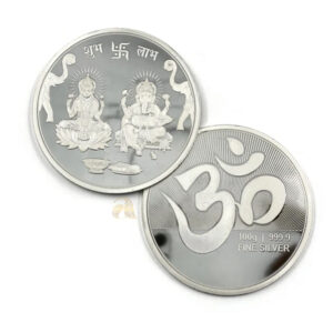 999 Pure Silver Ganesha Lakshmi / Laxmi Hundred Gram Coin