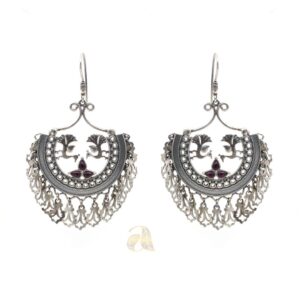 Beautiful chand bali silver earrings in peacock design