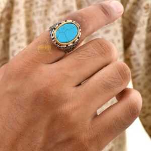 Turquoise Stone Silver Men’s Ring