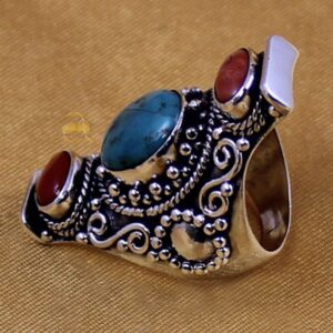 Turquoise Stones Oval Shape Cabuchions Silver Rings