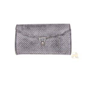 Designer Handcrafted Silver Clutch With Floral Motif & Jali Work