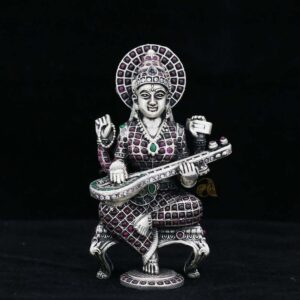 Saraswati Ji Mini Silver Idol