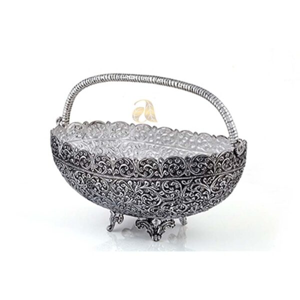 silver flower basket 3