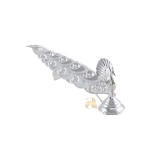 Peacock Stand Crafted in Silver Agarbati Stand