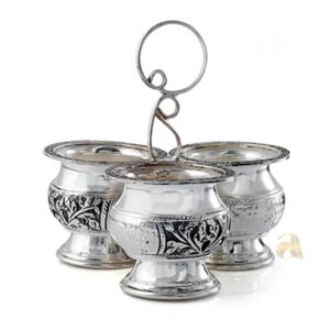 Three Bowl Set Crafted Silver and Antique