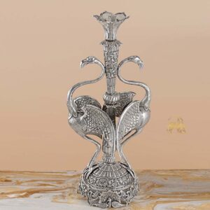 Bird silver figurine flower vase