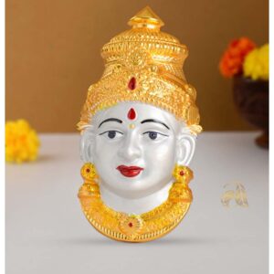 Pure Silver Varalakshmi Face in Gold Polish