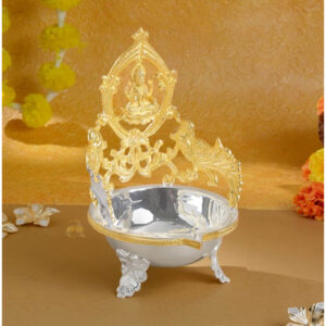 Lakshmi deepam silver in Gold Polish