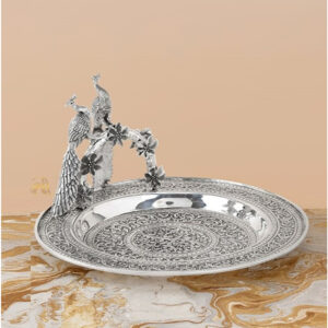 Peacock Silver Pooja Plate