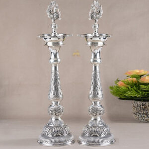 Peacock Silver Deepam Stand Pair